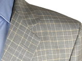 Luigi Bianchi Lubiam Suit 42R Black/White Beige Plaid 3-button Merino Wool