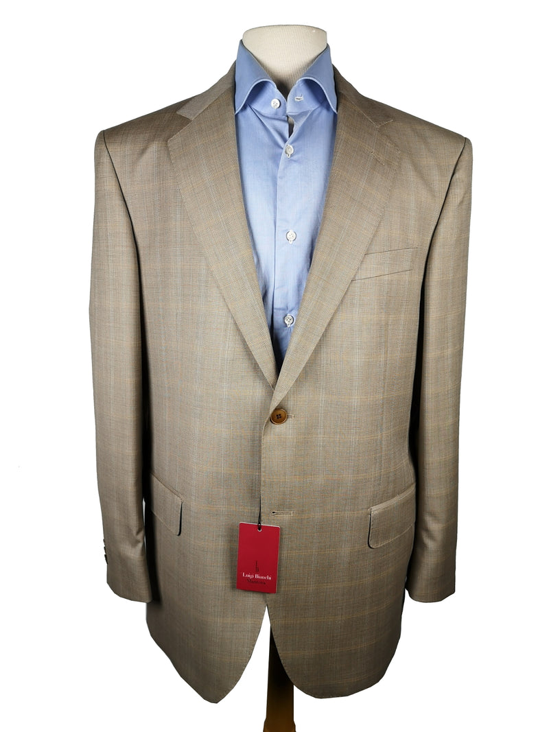 Luigi Bianchi Suit 42R Tan Plaid 3-button 120's Wool