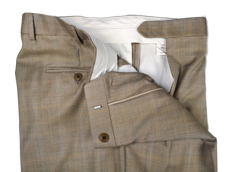 Luigi Bianchi Suit 42R Tan Plaid 3-button 120's Wool