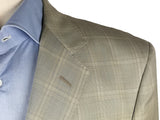 Luigi Bianchi Suit 42R Light Taupe Grey Windowpane Plaid 3-button 110's Wool