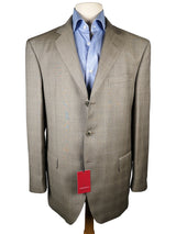 Luigi Bianchi Suit 42R Brownish Taupe Glen Plaid 3-button 120's Wool