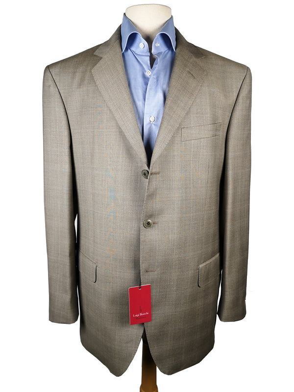 Luigi Bianchi Suit 42R Brownish Taupe Glen Plaid 3-button 120's Wool