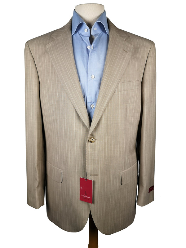 Luigi Bianchi Suit 42R Light Tan Striped 2-button 130's Wool