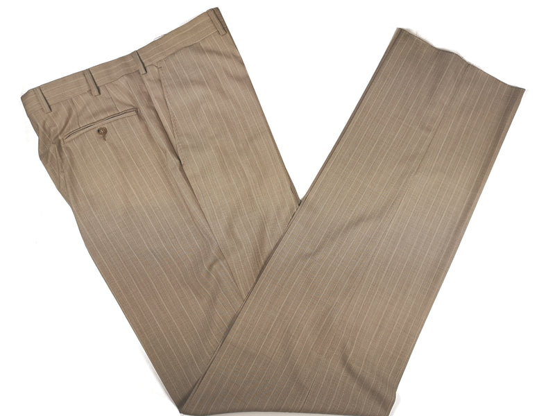 Luigi Bianchi Suit 42R Light Tan Striped 2-button 130's Wool