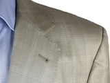 Luigi Bianchi Lubiam Suit 42R Beige Windowpane Plaid 2-button Wool