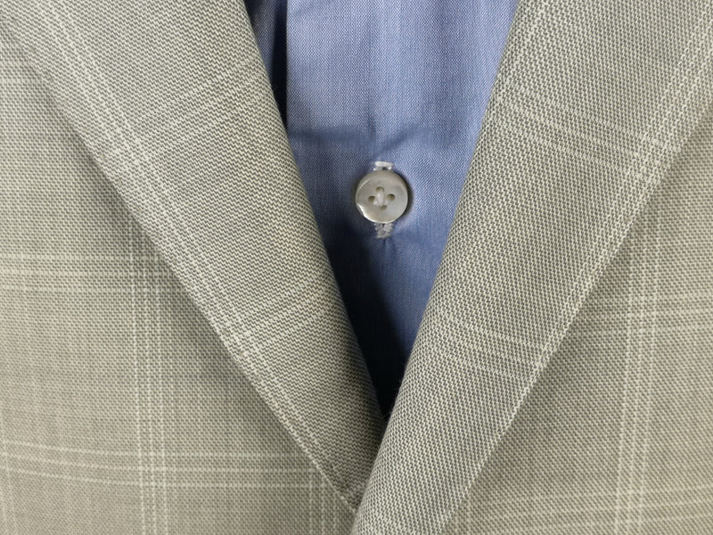 Luigi Bianchi Lubiam Suit 42R Beige Windowpane Plaid 2-button Wool