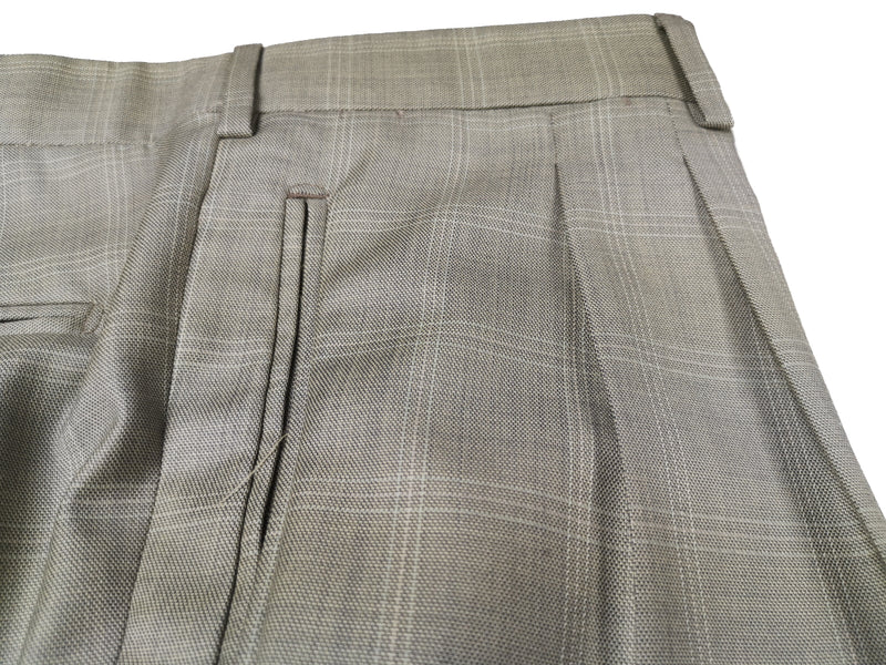 Luigi Bianchi Lubiam Suit 42R Beige Windowpane Plaid 2-button Wool