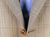 Luigi Bianchi Suit 42R Light Golden Brown Plaid 3-button Wool