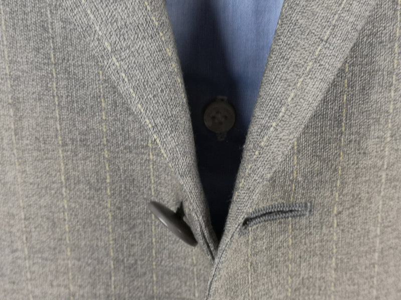 Luigi Bianchi Lubiam Suit 42R Greyish Beige Broken Stripes 3-button Wool Tessilotrona