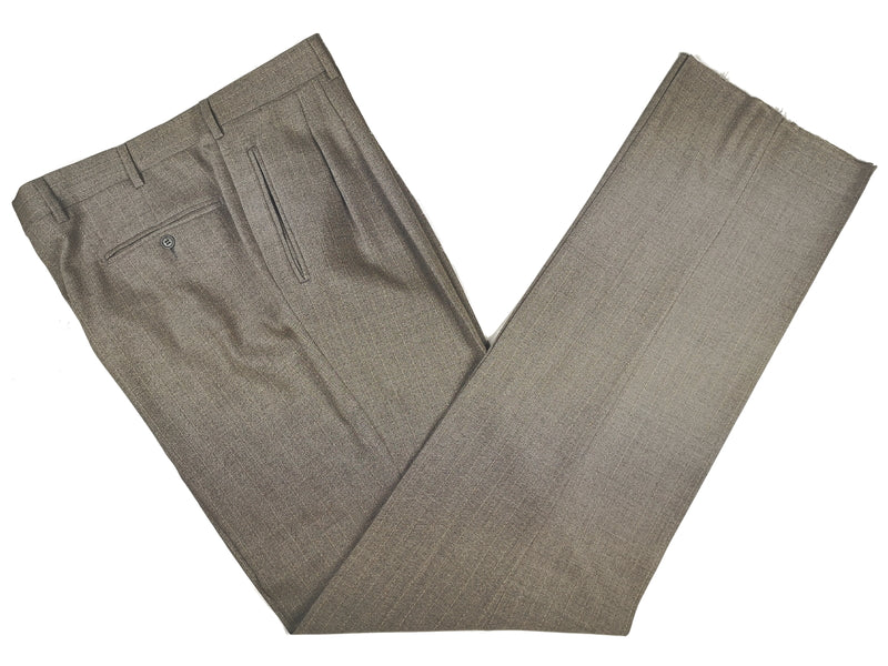 Luigi Bianchi Lubiam Suit 42R Greyish Beige Broken Stripes 3-button Wool Tessilotrona