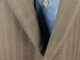 Luigi Bianchi Lubiam Suit 42R Light Mushroom Brown Striped 2-button Wool Delfino