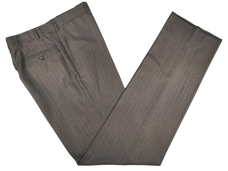 Luigi Bianchi Lubiam Suit 42R Earthy Grey Blue Striped 2-button Wool