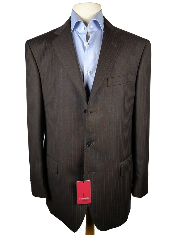 Luigi Bianchi Suit 42R Charcoal Brown Striped 3-button Wool