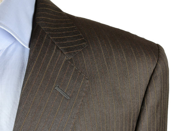 Luigi Bianchi Suit 42R Charcoal Brown Striped 3-button Wool