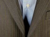 Luigi Bianchi Suit 42R Charcoal Brown Striped 3-button Wool
