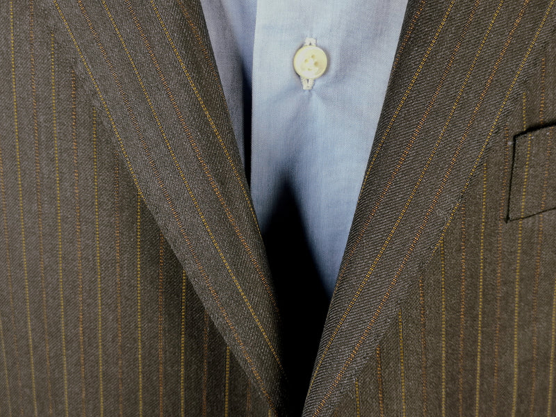 Luigi Bianchi Suit 42R Charcoal Brown Striped 3-button Wool