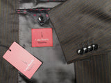 Luigi Bianchi Suit 42R Charcoal Brown Striped 3-button Wool