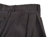 Luigi Bianchi Suit 42R Charcoal Brown Striped 3-button Wool