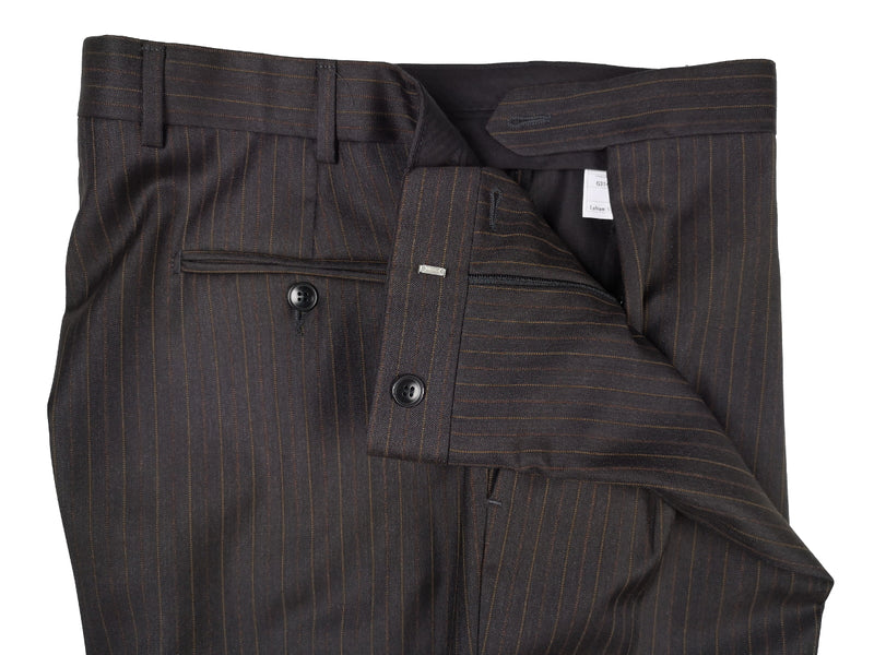 Luigi Bianchi Suit 42R Charcoal Brown Striped 3-button Wool