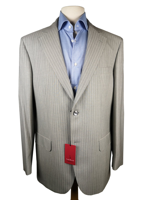 Luigi Bianchi Suit 42R Light Grey Striped 3-button 120's Wool