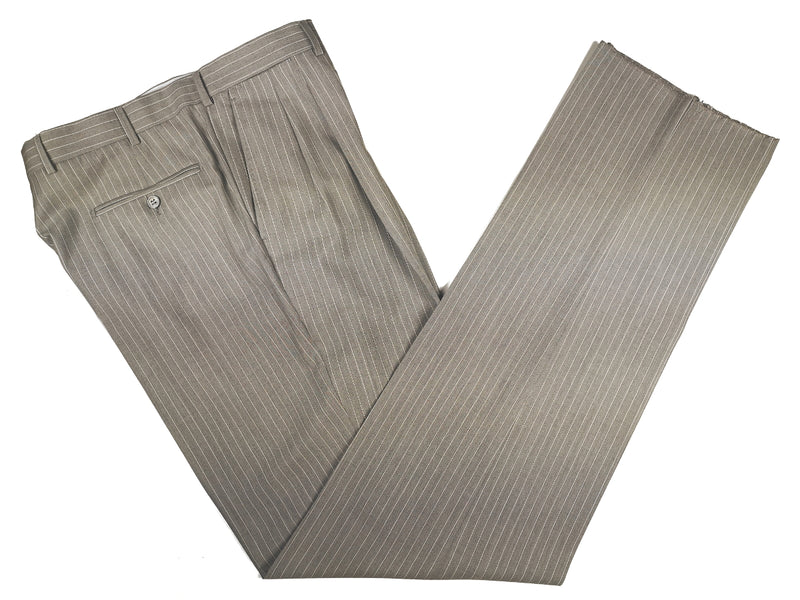 Luigi Bianchi Suit 42R Light Grey Striped 3-button 120's Wool