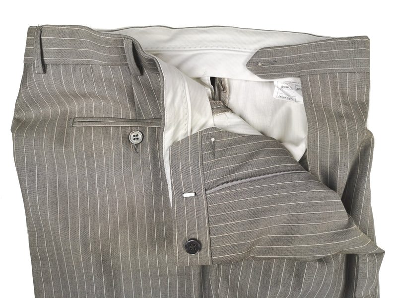 Luigi Bianchi Suit 42R Light Grey Striped 3-button 120's Wool