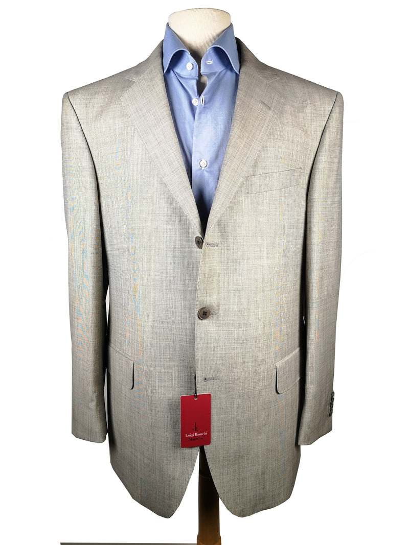Luigi Bianchi Suit 42R Light Stone Grey Weave 3-button Wool