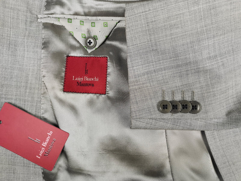 Luigi Bianchi Suit 42R Light Stone Grey Weave 3-button Wool