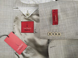 Luigi Bianchi Suit 42R Light Grey Herringbone Windowpane 3-button Wool