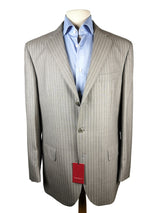 Luigi Bianchi Suit 42R Light Grey Striped 3-button 120's Wool