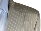 Luigi Bianchi Suit 42R Light Grey Striped 3-button 120's Wool