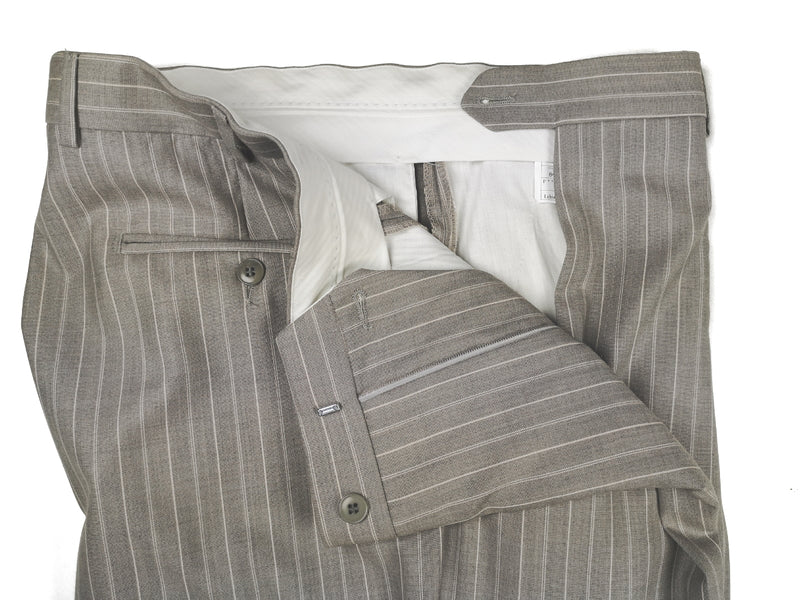 Luigi Bianchi Suit 42R Light Grey Striped 3-button 120's Wool