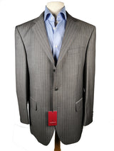 Luigi Bianchi Suit 42R Mid Grey Striped 3-button Wool