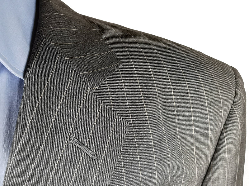 Luigi Bianchi Suit 42R Mid Grey Striped 3-button Wool