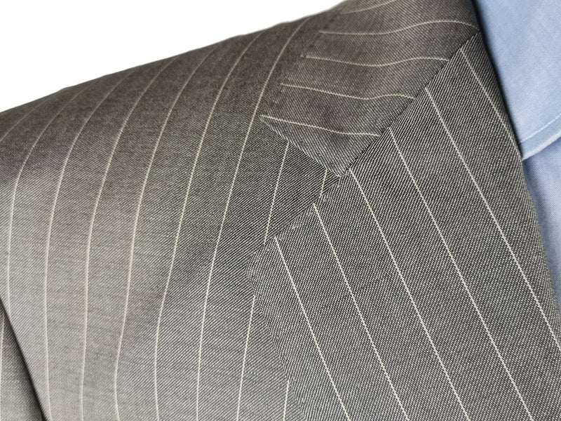Luigi Bianchi Suit 42R Mid Grey Striped 3-button Wool