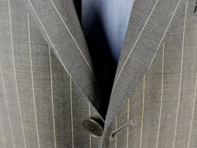 Luigi Bianchi Suit 42R Mid Grey Striped 3-button Wool