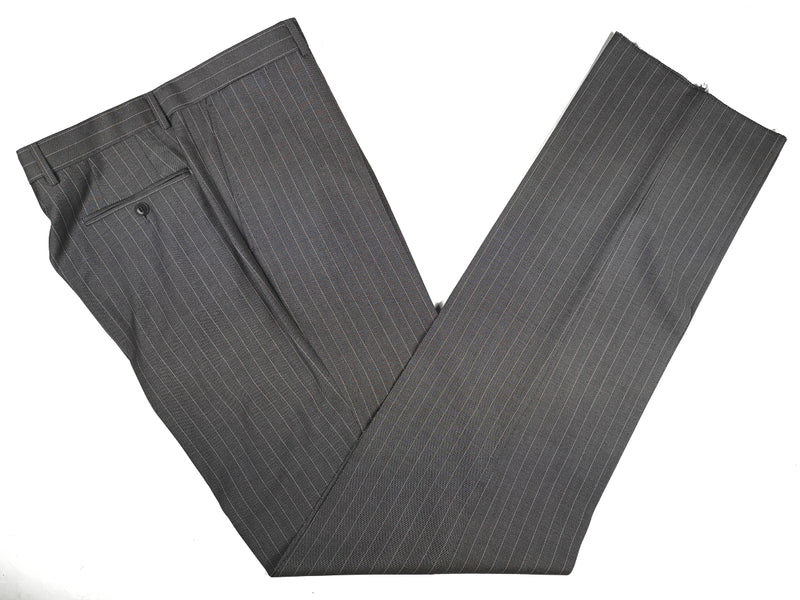 Luigi Bianchi Suit 42R Mid Grey Striped 3-button Wool