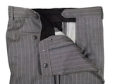 Luigi Bianchi Suit 42R Mid Grey Striped 3-button Wool