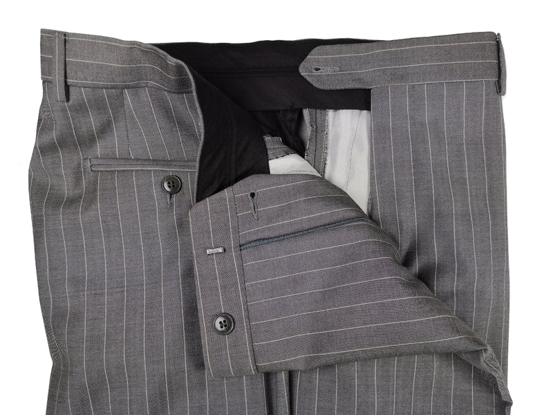 Luigi Bianchi Suit 42R Mid Grey Striped 3-button Wool
