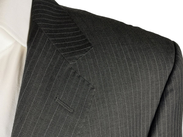 Luigi Bianchi Lubiam Suit 42R Mid Grey Striped 3-button Wool Delfino