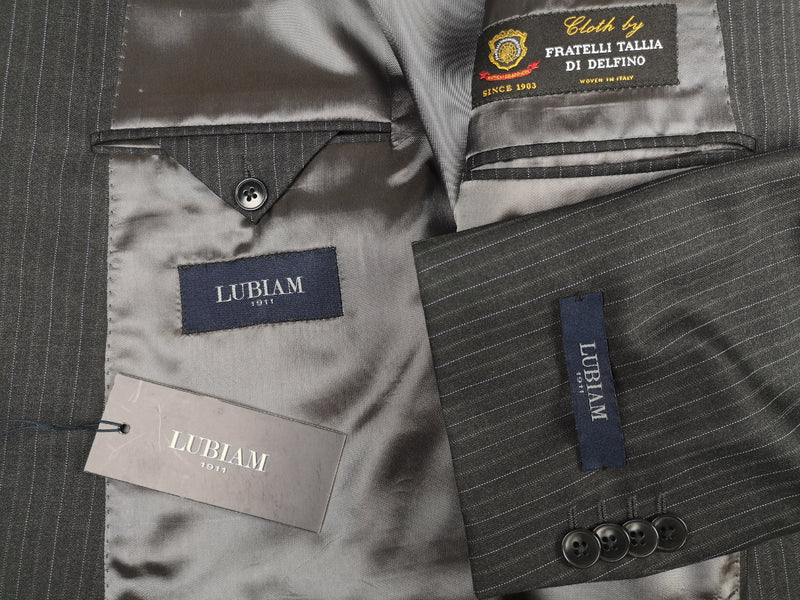 Luigi Bianchi Lubiam Suit 42R Mid Grey Striped 3-button Wool Delfino
