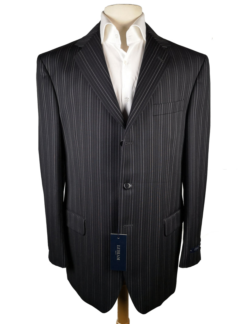 Luigi Bianchi Lubiam Suit 42R Black Variable Striped 3-button Wool Fabio
