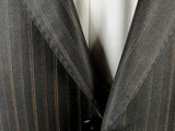 Luigi Bianchi Suit 42R Black Brown Striped 3-button Wool