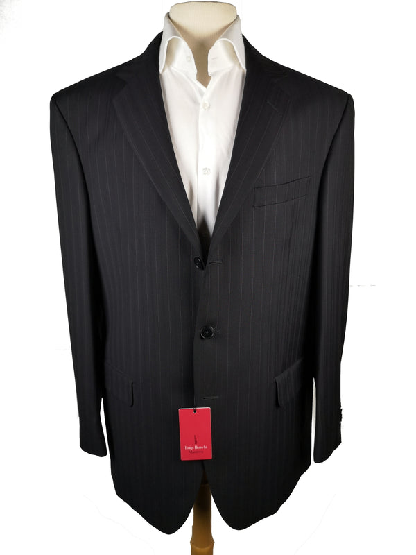 Luigi Bianchi Suit 42R Black Subtle Striped 3-button Wool