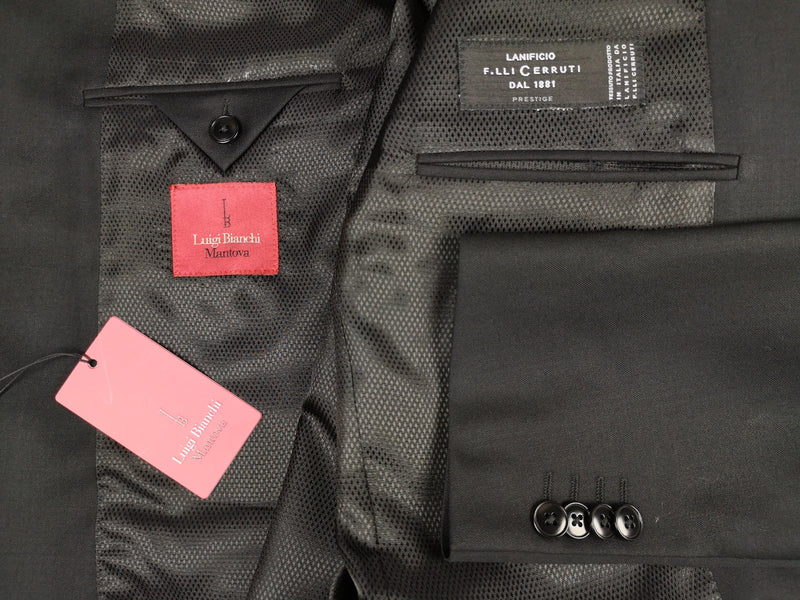 Luigi Bianchi Suit 42R Black Solid 3-button Wool Cerruti