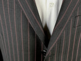 Luigi Bianchi Suit 42R Black Fuchsia Pink Striped 3-button Wool