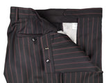 Luigi Bianchi Suit 42R Black Fuchsia Pink Striped 3-button Wool