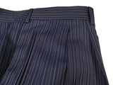 Luigi Bianchi Lubiam Suit 42R Navy Bold Variable Stripes 2-Button Wool Delfino