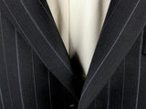 Luigi Bianchi Lubiam Suit 42R Navy Blue Striped 3-button 130's Wool