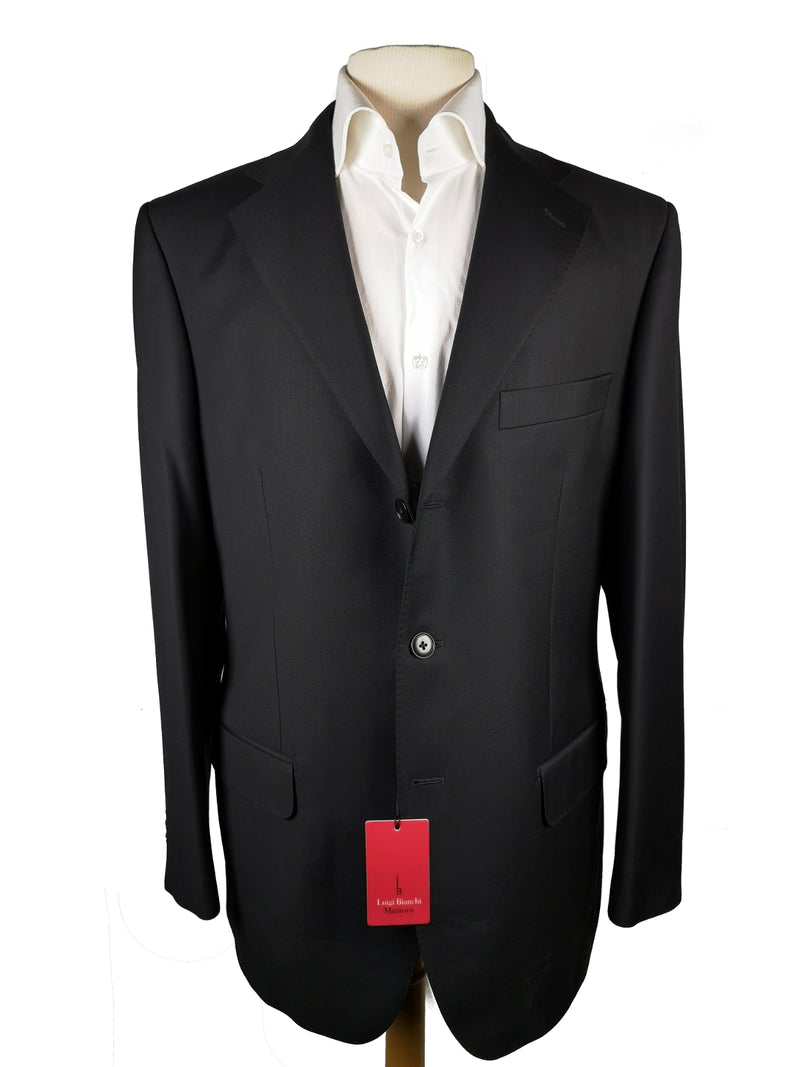 Luigi Bianchi Suit 42R Solid Black 3-Button Wool Zegna Trofeo